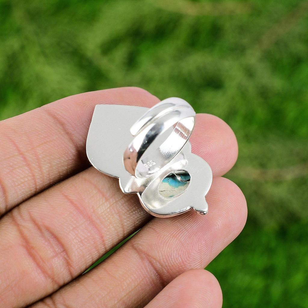 Gift For Her Natural Shattuckite Statement Bird Adjustable Ring 925 Silver