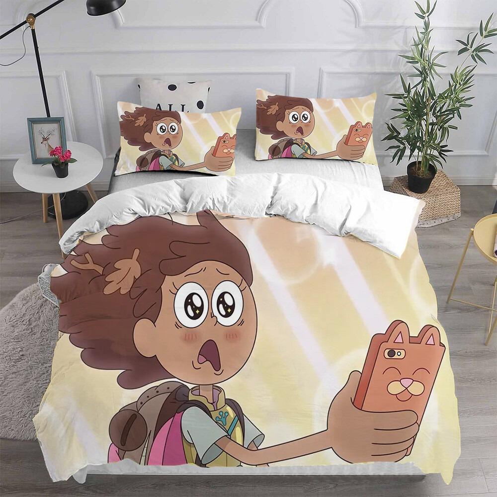Cartoon Amphibia 3D Printed Duvet Case Girl in a Frog World Pillowcase Twin Full Queen King Size for Bedroom Decor