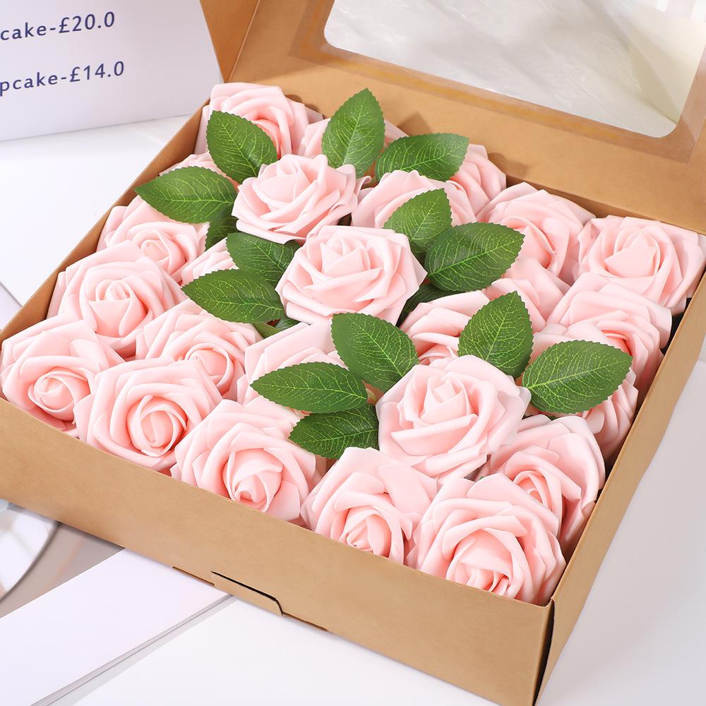 8cm Foam Rose Artificial Flower with Stem for Weddings and Valentine's Day