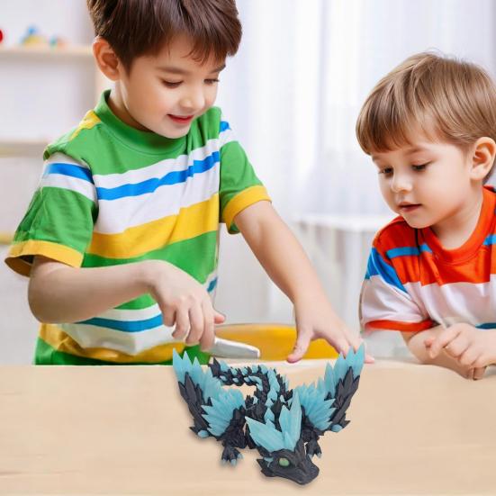 3D Printed Dragon Figurine Glow-in-the-dark Flying Dragon Fidget Toy with Articulated Dragon Decoration Movable Joints Luminous
