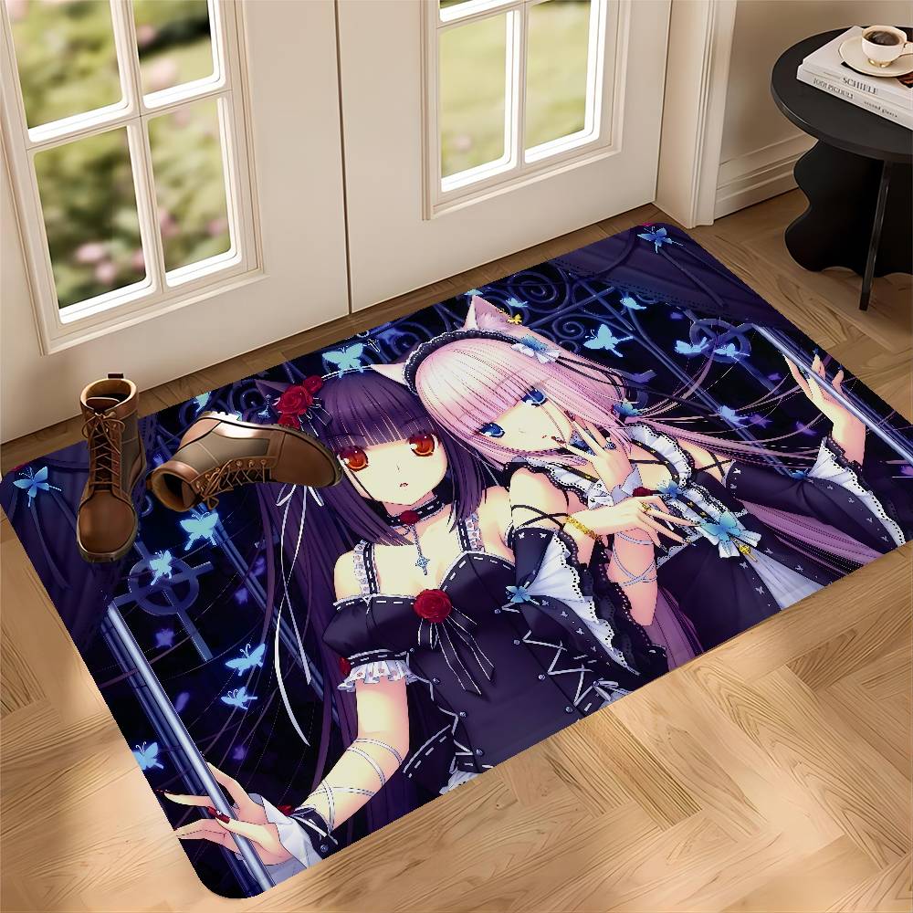 Anime Kawaii Girl Nekopara Door Mat Washable Non-Slip Living Room Sofa Chairs Area Mat Kitchen Doormat Area Rug