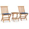 Day and Night - Day and Night Folding Garden Dining Set 3 Pieces Teak Wood Cushions