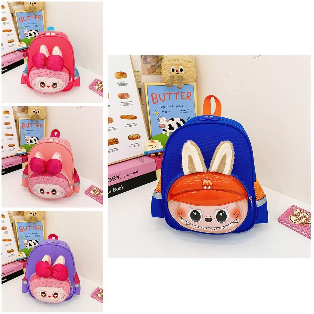 Adorable Cartoon Backpack For Kids With Breathable Material And Lightweight Design In Purple Pink And Blue