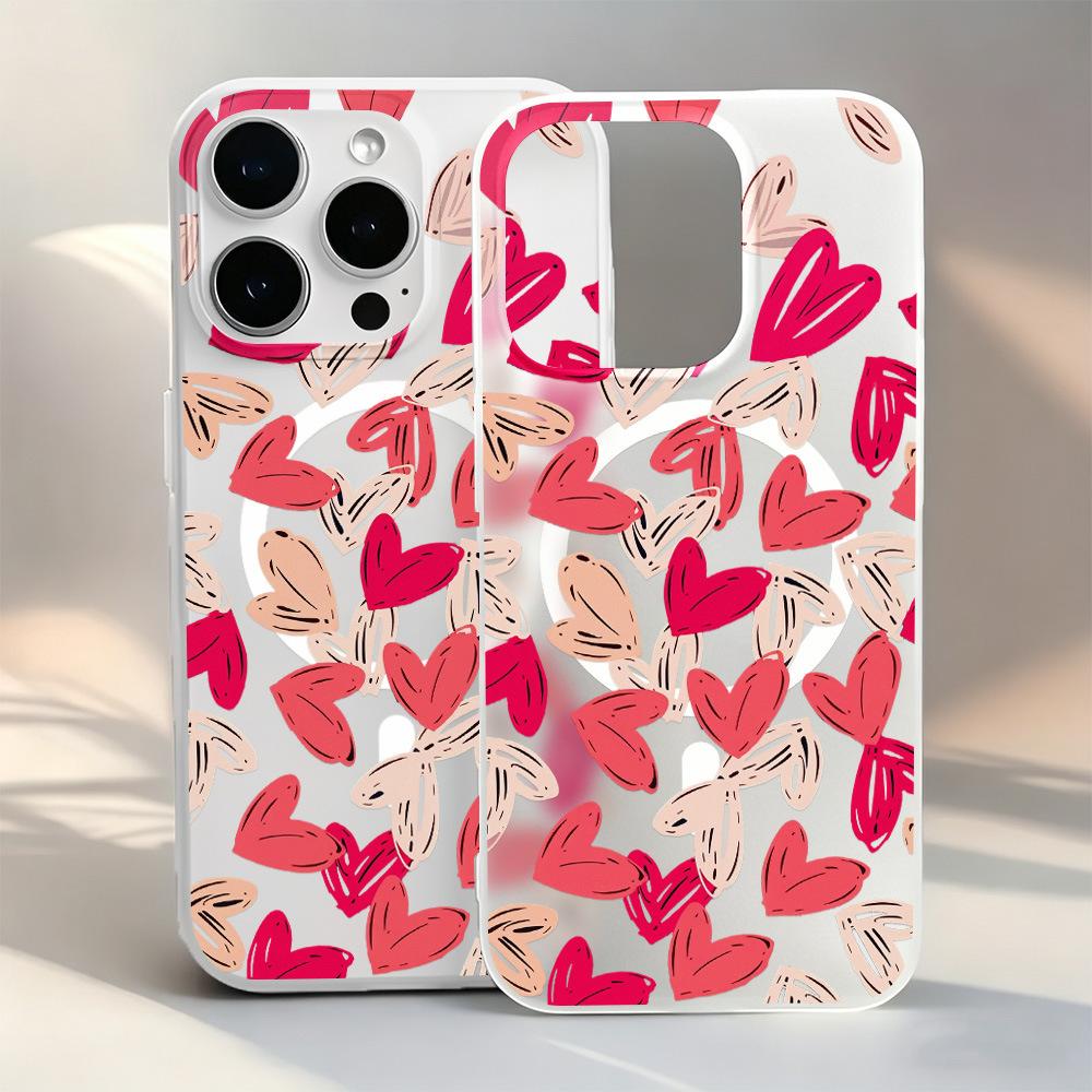 Ins Wind Graffiti Love Applies To Apple 17ProMax Matte Magnetic Mobile Phone Case iPhone16/15 Large Hole
