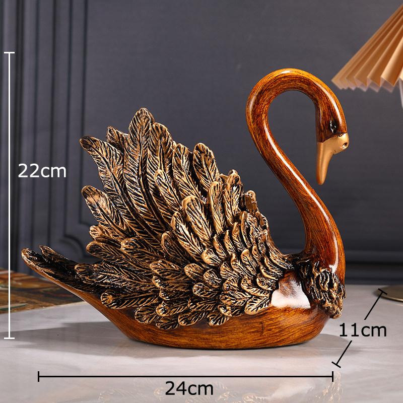 European Retro Swan Creative Artwork Ornaments Valentine's Day Gift Desk Decoration Swan Resin Sculpture Home Decor Accessories