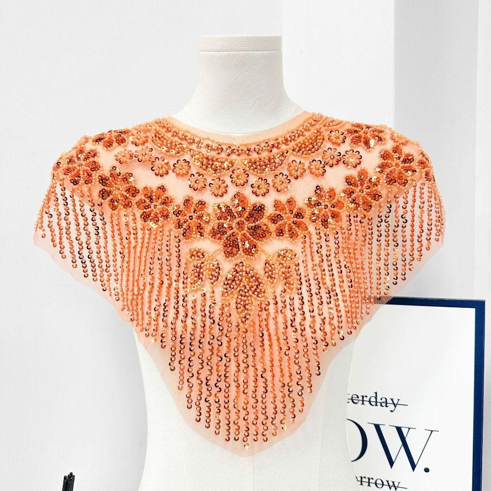 Heavy Duty Frontal Rhinestone Applique Embroidery Lace Fabric Sticker  Women's Accessory Patch