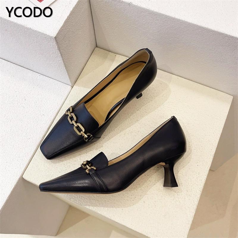 Zapatos mocasines casuales de cuero negro y blanco cremoso para mujer de tacón  alto comprar a buen precio — entrega gratuita, reseñas reales con fotos —  Joom