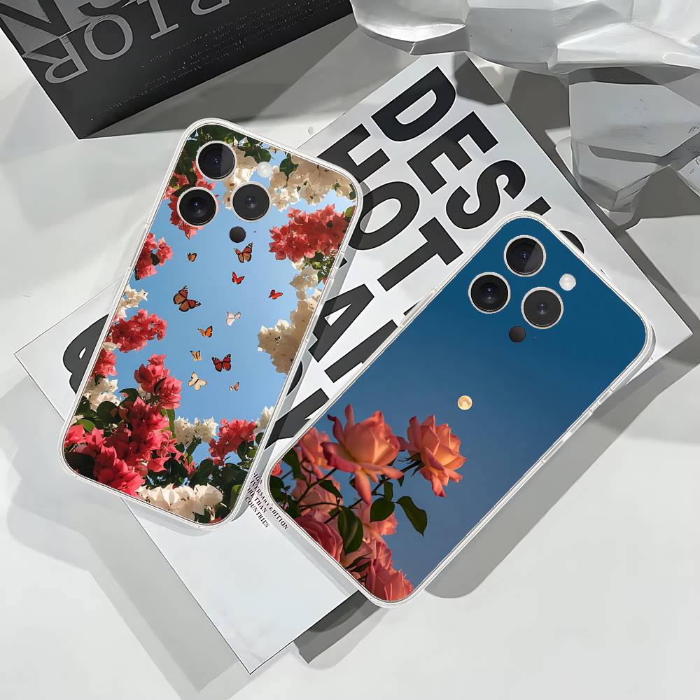 Fresh Little Flowers Phone Case For IPhone 17 16 15 14 Plus 13 12 11 Pro Max Phone Back Cover Transparent Shockproof Cover