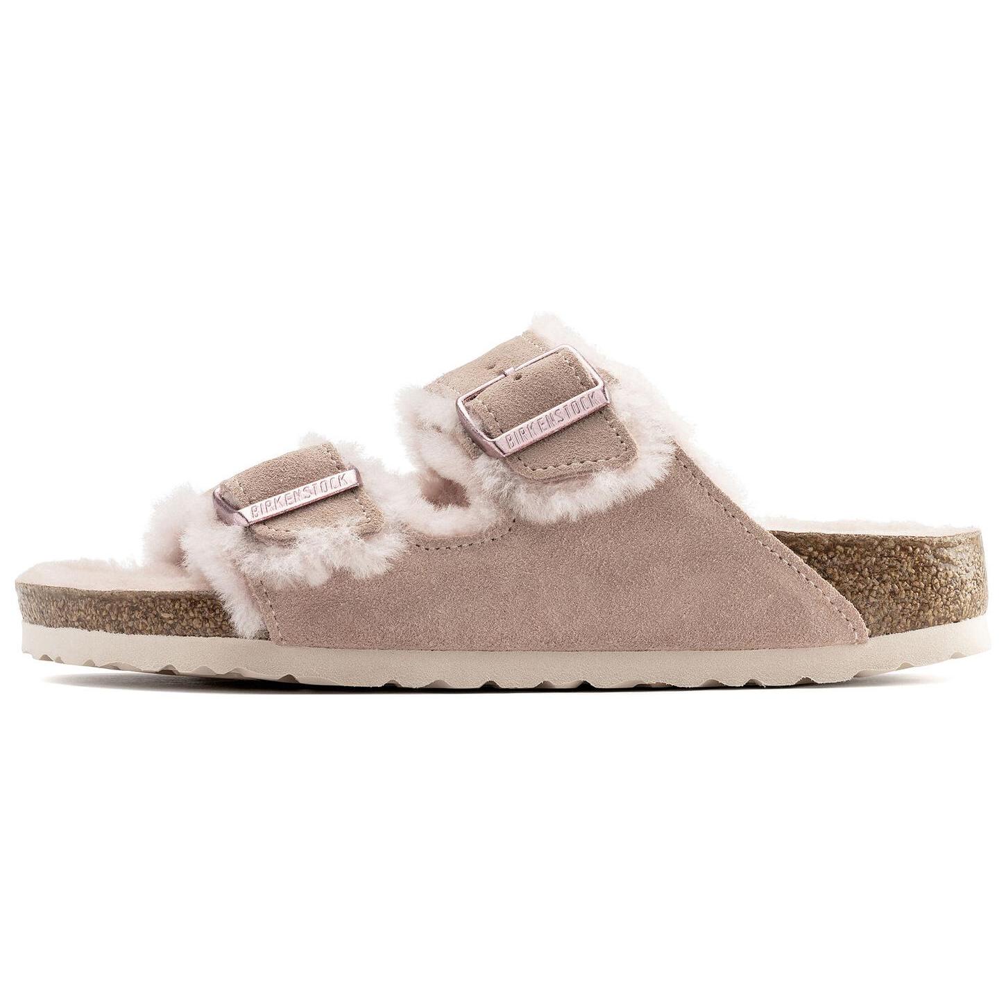 Birkenstock Arizona Shearling Suede Leather Sandals  Light Rose  Women s 1020389 37