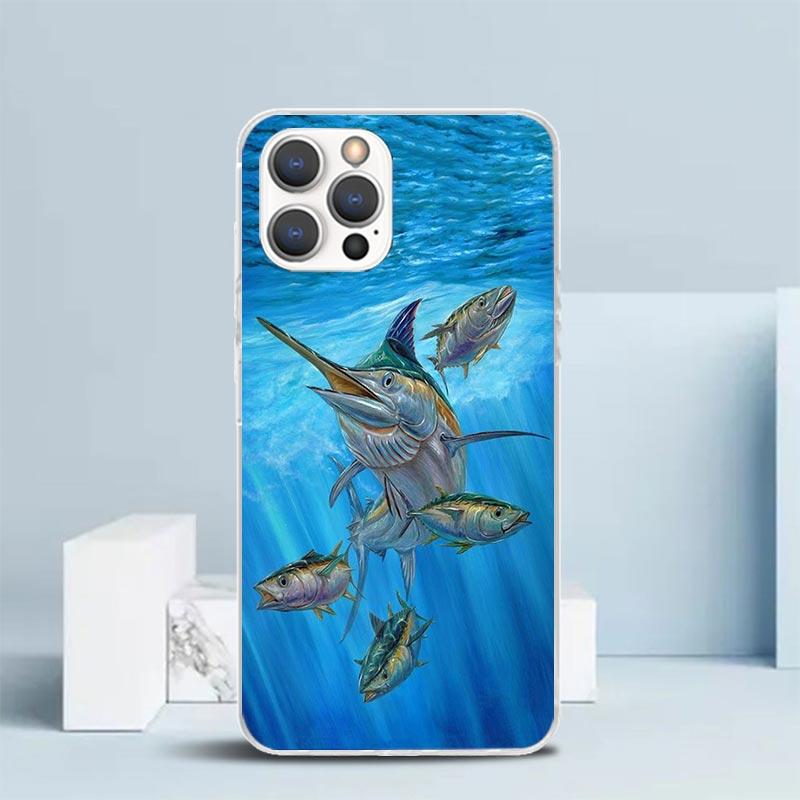 Offshore Angling Fishing Fish Rod Phone Case For IPhone 16 17 Air 16E 15 14 Plus 13 Mini 12 11 Pro Max 7 8 + SE 2020 Soft TPU Ba