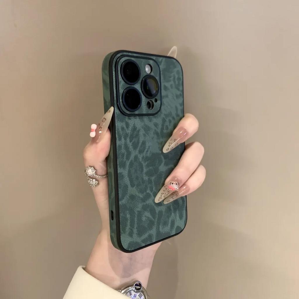 Leopard Print Leather Pattern Mobile Phone Case Suitable for IPhone 16 Protective Case 15promax Apple 15 with Lens Film