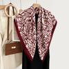 Autumn And Winter White Flower Print Fresh And Elegant 90 Square Scarf Herringbone Shawl Soft Skin-Friendly Warm Scarf