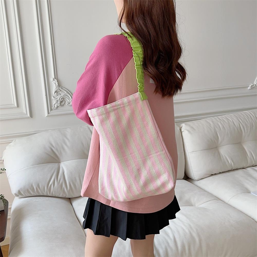 

Handbags Stripe Shoulder Bags Contrast Color Tote Bag Simple Beach Bag Women