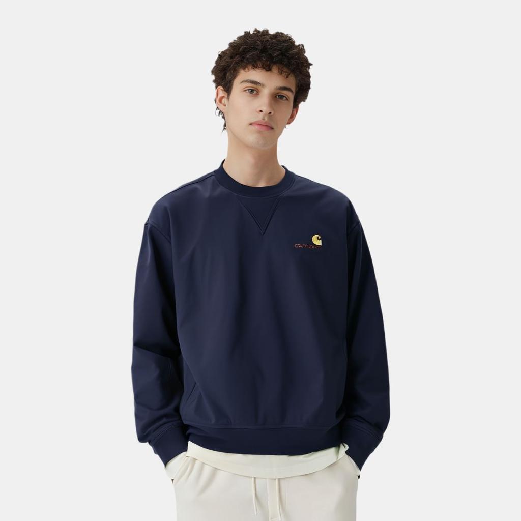 Carhartt WIP SS24 American Script Sweat Loose Fit Crewneck Embroidered Logo Long Sleeve Pullover Sweatshirt Unisex sweatshirt I025475-29L-XX