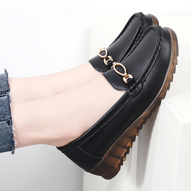 Women's Black Loafers Moccasins Casual Slip On Grey Flats Walking Shoes for Mother Plus Size