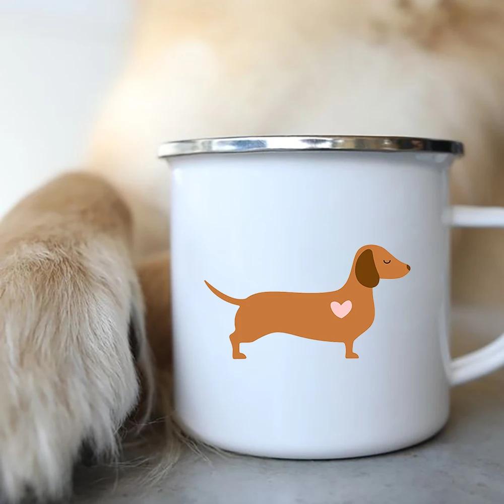 Emaille-Kaffeetasse mit der Aufschrift „I Love Dackel Dog“, für Camping, Picknick, Lagerfeuer, Party, Bier, Saft, Cola, Tassen für die Reise im Freien, Kakao, Wasserbecher