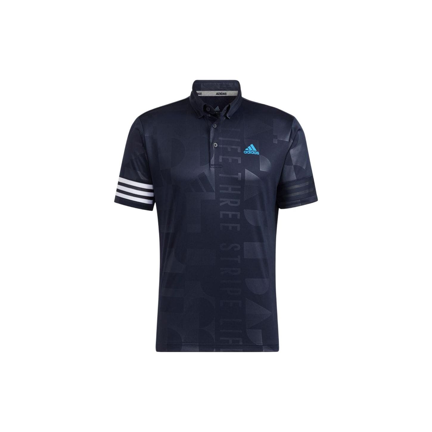 

Мужские поло с короткими рукавами и пуговицами в полоску Adidas, синие HA0227