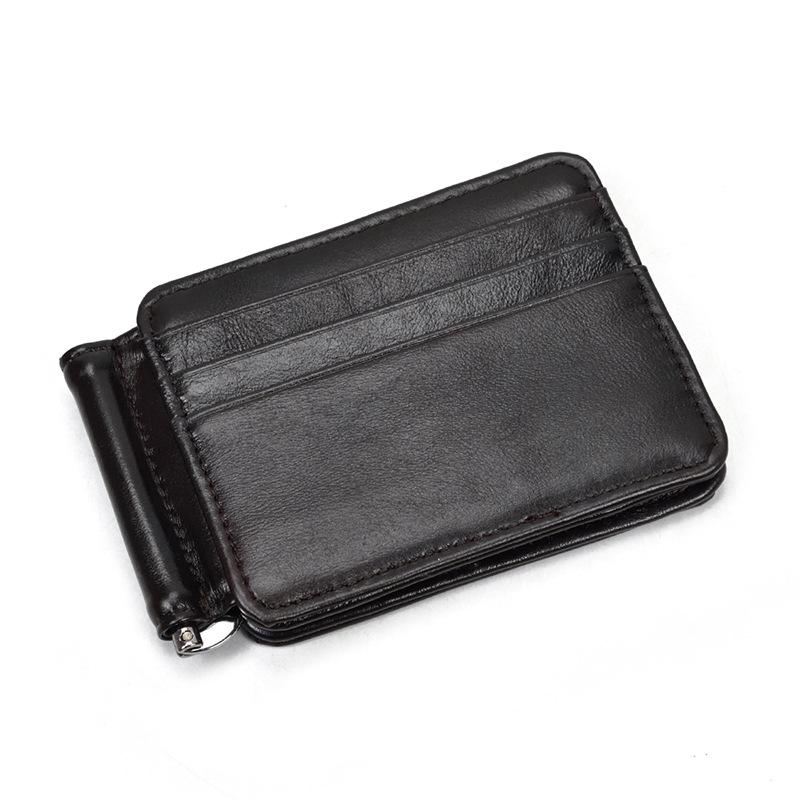 Pince à billets pour homme, Porte-cartes rétro en cuir véritable, Portefeuille pour homme en cuir de vachette première couche, Porte-cartes multi-cartes.