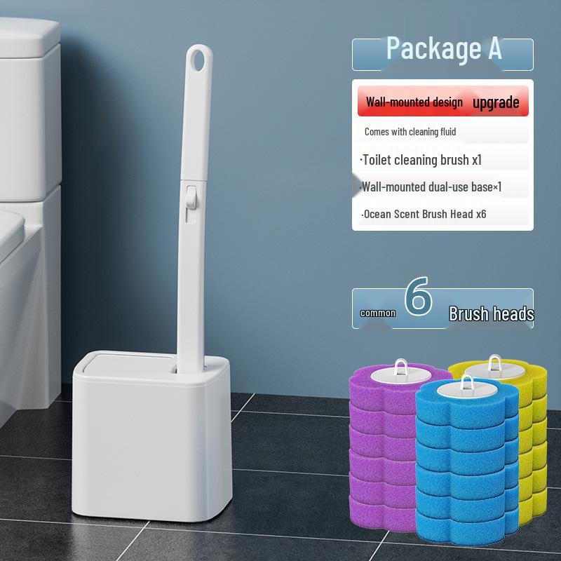 Wall-Mounted Disposable Toilet Brush Set for Bathroom Cleaning