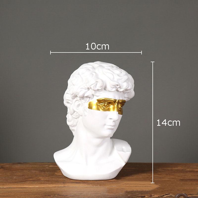 Gold Plated Mask David Statue Artwork Character Resin Sculpture Desk Ornaments Portrait Figures Statue Living Room Decoration