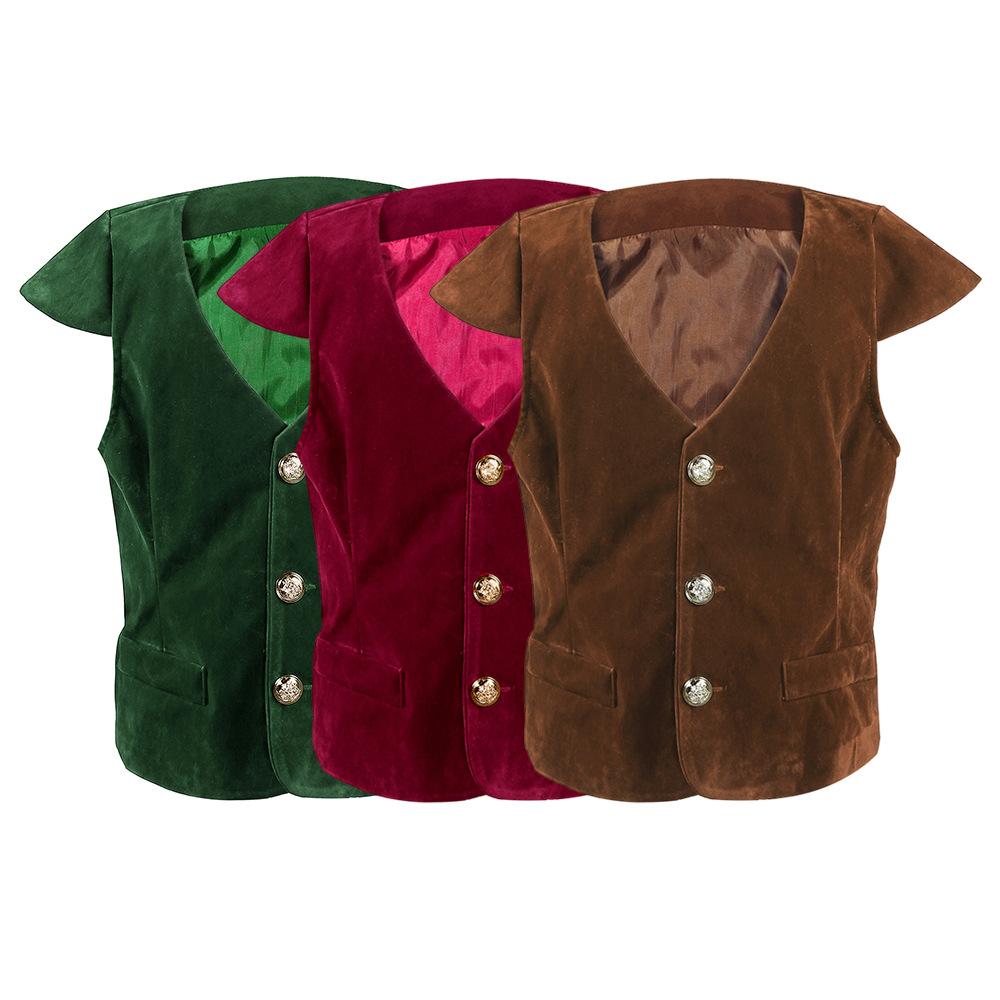 Kids Boys Vampire Renaissance Ruffle Pirate Knight Vest T Shirt Pants Set Children Halloween Cosplay Costumes Role Play Outfit