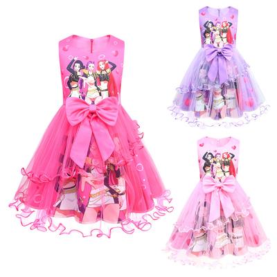 82937 Vestido de Malla Estampado Multicolor Kpop Rumi Zoey Mira para Niñas Disfraz de Halloween Navidad Carnaval Fiesta Escolar