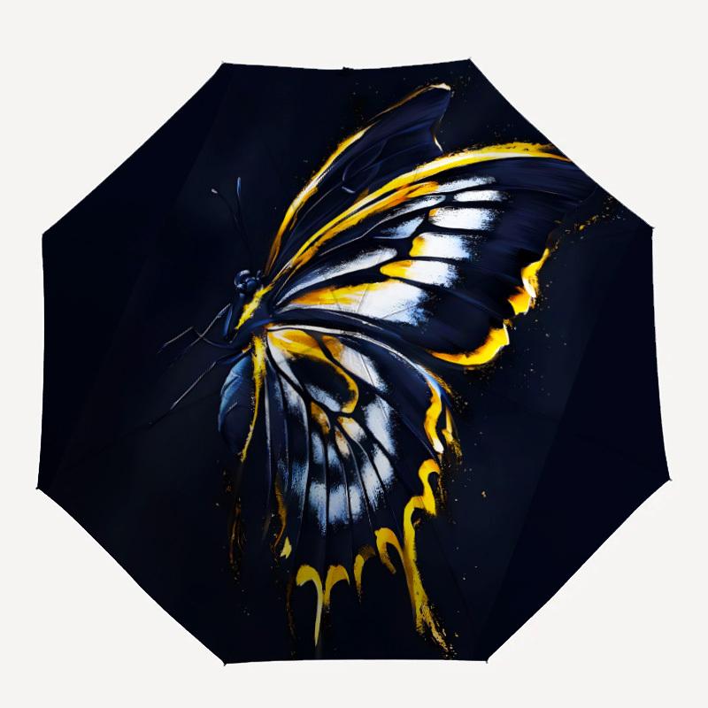 1pc Butterfly Wings Automatic Open/close Folding Compact Umbrella, 8-Rib Sturdy Canopy, Lightweight Portable, Everyday Use, Gift,135