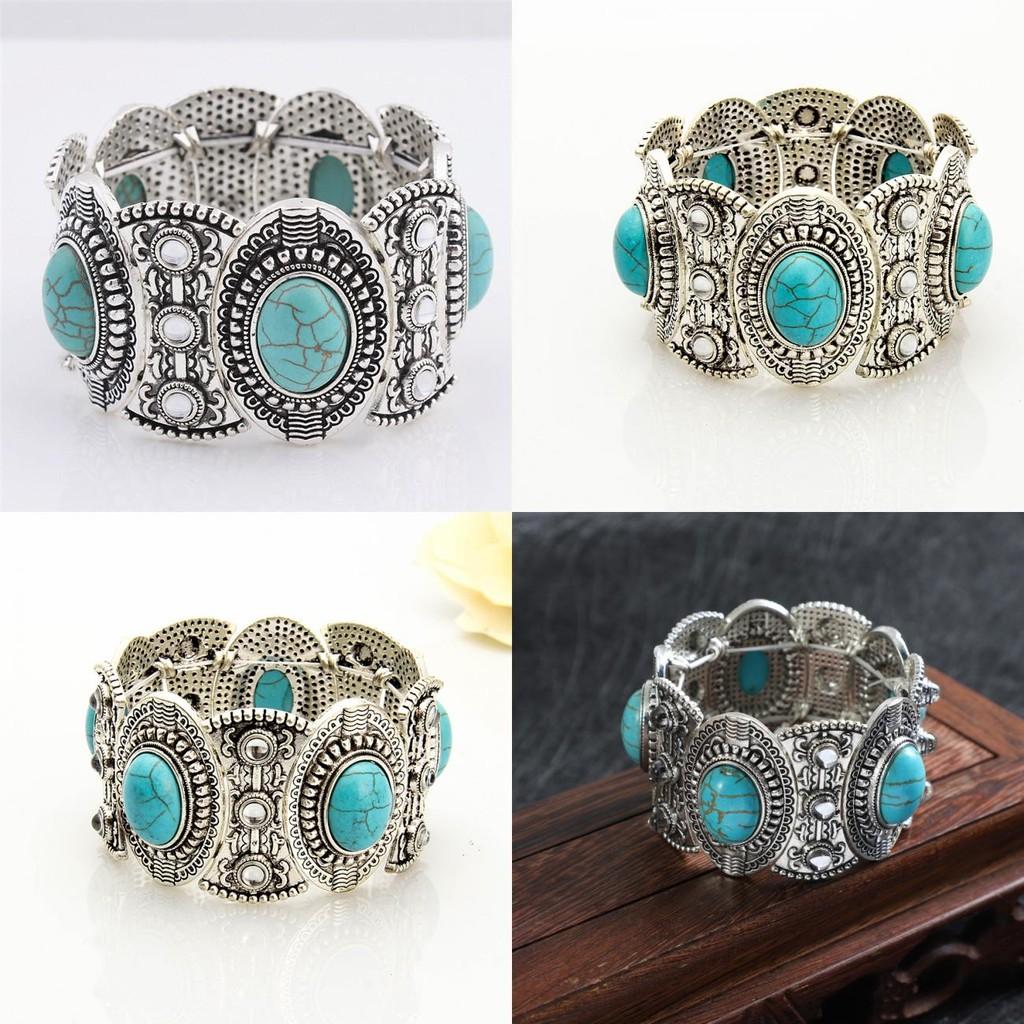 Bohemian Turquoise Bracelets Jewelry With Geometric Pattern For Women