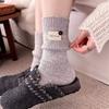 Kids Cloth‑Label Button Stackable Socks,Autumn Winter Thick Boneless New‑Year Medium‑Tube Socks,Warm Deodorant Sectional Cotton Socks