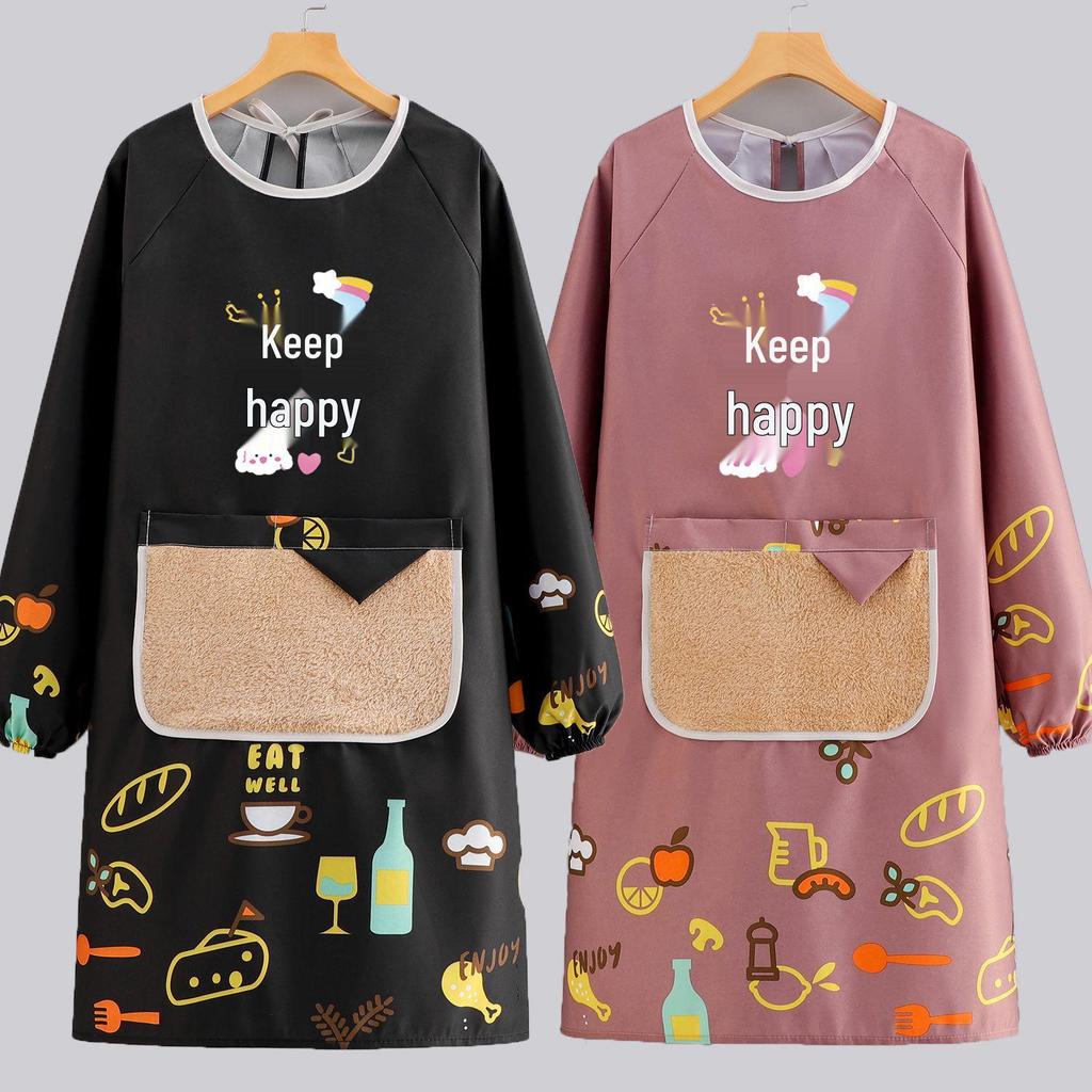 Young Pretty Waterproof Oil-Proof Long Sleeve Kitchen Apron - Stain-Resistant Work Wear