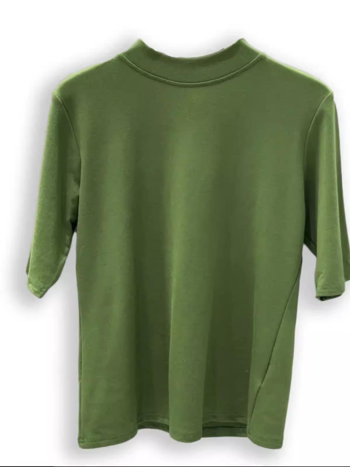 

Женская облегающая футболка со средним рукавом и полуводолазкой - весна и лето, большой размер L (50-60 kg)