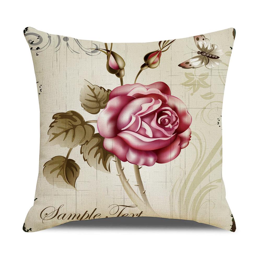 New Vintage Floral Pillow Linen Printed Sofa Home Office Decorative Cushion Cover