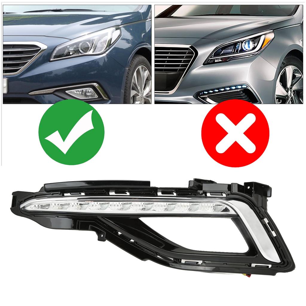 Left Right White LED Daytime Running Light Fog Lamp Replacement for Hyundai Sonata 2015?2017