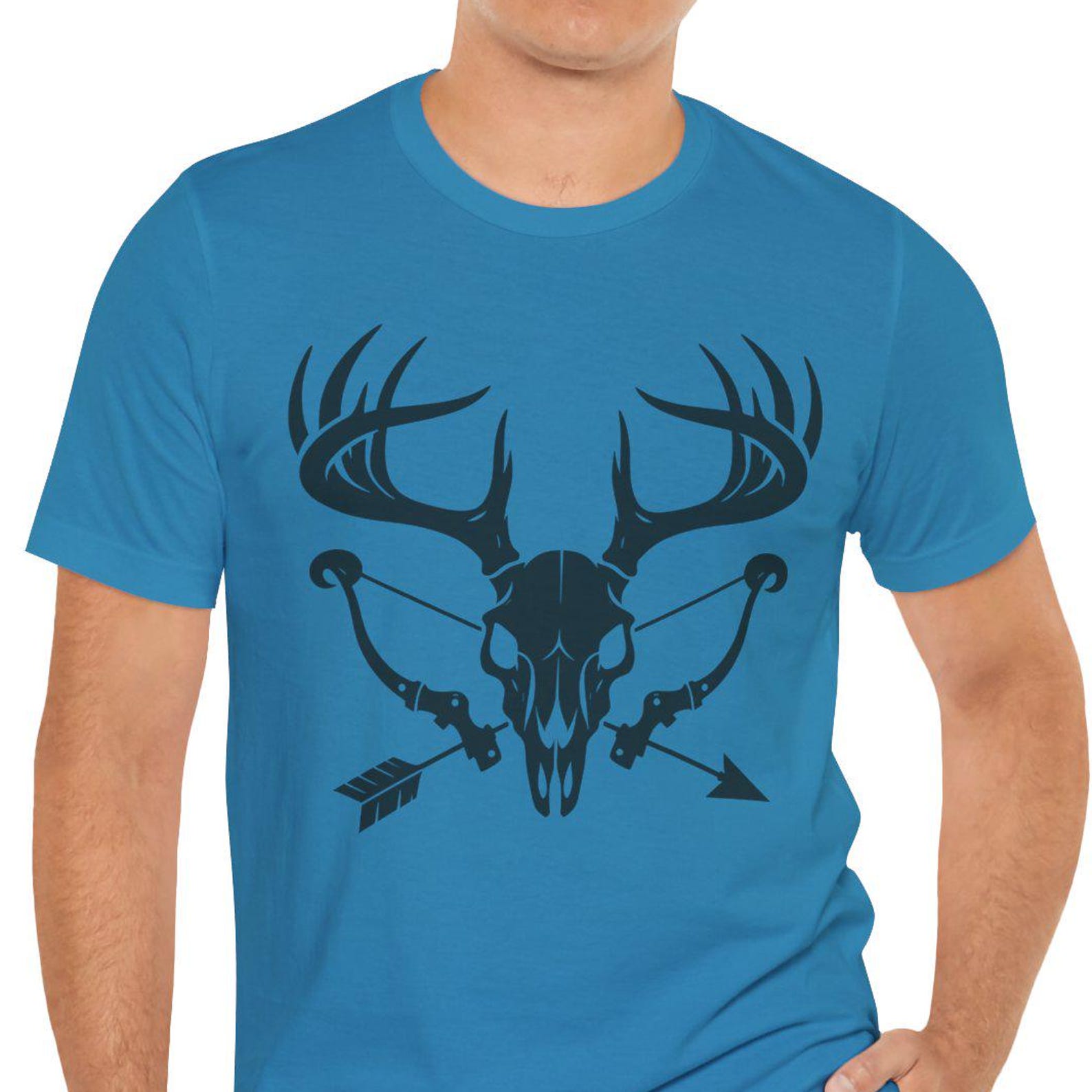 Deer Skull with Antlers and Crossed Arrows T-shirt | Hunting Outdoors, 7 colors 4XL