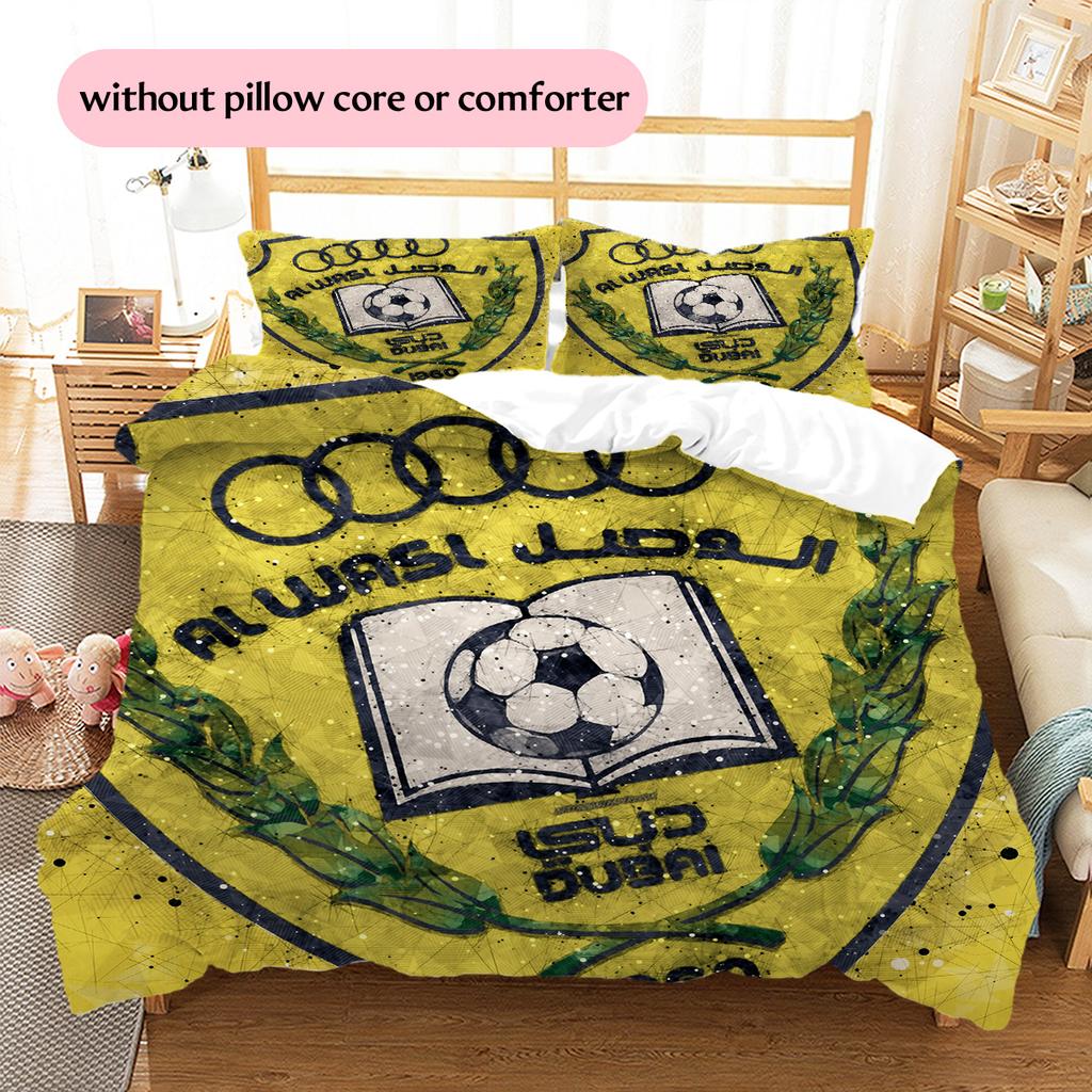 Al Wasl Football Club Pattern Bedding Quilt Set Home Decoration Gift (1 * duvet cover + 2 * pillowcase without core)