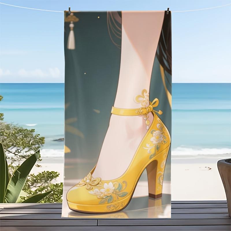 

Floral platform heels for women polyester microfiber beach towel is highly absorbent, suitable for swimming and beach outings W40*H60(CM)