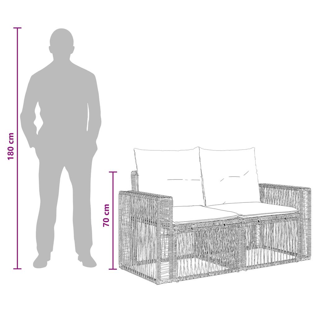 Garden Sofa Set 8 pcs Grey and Dark Grey Poly Rattan