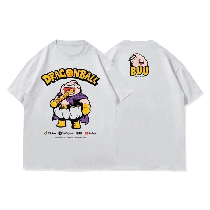 

Japanese Anime Dragon Ball Character Buu Wearing A Loose Cotton Tshirt with The Dragon Ball Logo on It S