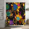 128 Character Title: Bathroom Shower Curtain with Vibrant Floral Pattern Modern Home Decor In Black Background