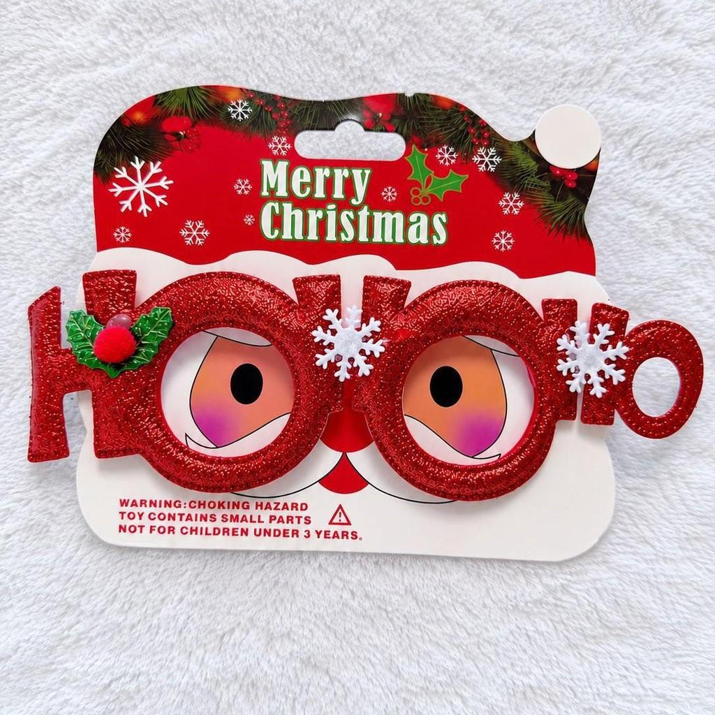 Christmas Plastic Glasses Frame, Merry Xmas Party Costume Eyeglasses, Funny Photo Booth Props, Christmas Decorations for Adults and Kids