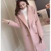 Korean Style Loose Fit Woolen Coat with Cotton Padding - Mid-Length & Slimming Design