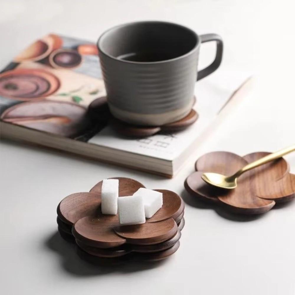 Flower Shape Cup Mat Heat Resistant Tea Cup Pad New Wooden Coaster  Home Decor