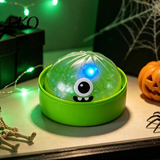 Sensory Fidget Toys Halloween Glitter Dumpling Squeeze Toy, Spooky Ghost Pumpkin with Steamer, Cute Travel Fidgets for Kids Slow Rising Bun