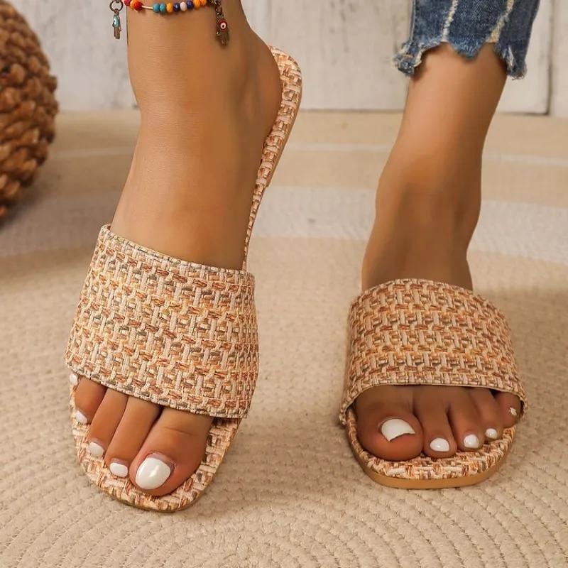 

Мода 2025Mntrerm Летняя Женская Натуральный Бамбук Ротанг Тростник Плетение Обувь Лоза Трава Повседневные Нескользящие Тапочки Женские 36 коричневый