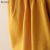 ZANZEA Women Sleeveless Ruffled Layers Baggy Casual Long Maxi Pleated Dress
