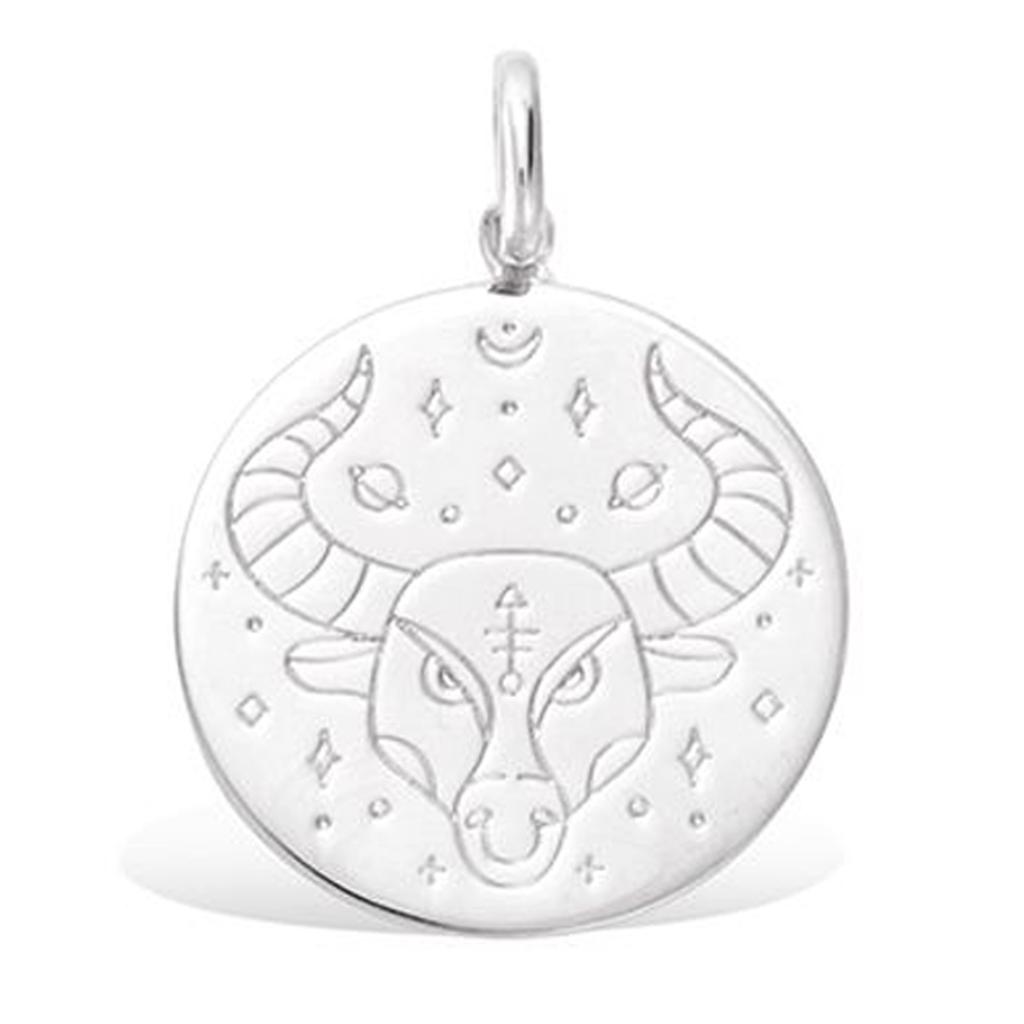 Les Trésors De Lily [R3859] - Pendentif argent 'Taureau' argenté (rhodié) - 20 mm