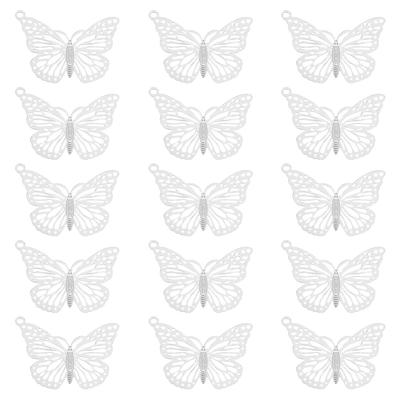 60Pcs 304 Stainless Steel Pendants Etched Metal Embellishments Butterfly Stainless Steel Color 19x26x0.4mm Hole: 1.2mm