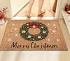 Christmas Gnome Cork Welcome Doormat, Merry Christmas Red Gnomes Gift Wreath Non Slip Front Door Mat, Winter Holiday Decor Rug