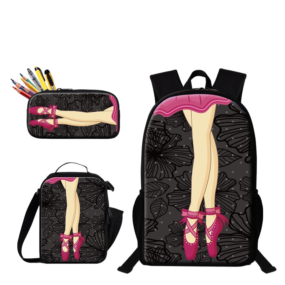 Classic Popular Funny Cool New Ballet 3D Print 3pcs/Set Student School Bags Laptop Daypack Backpack Lunch bag Pencil Case