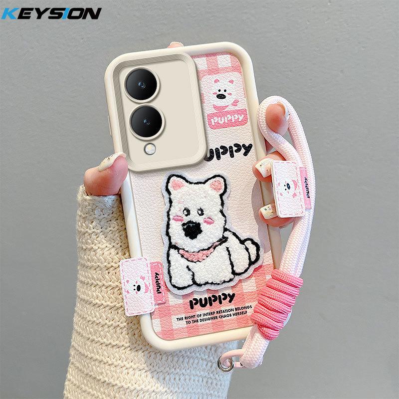 

KEYSION Мультяшный Милый Плюшевый Вышитый Чехол для VIVO Y17S со Шнурком Мягкий Силиконовый Противоударный Чехол для Телефона для VIVO Y17S for VIVO Y17S